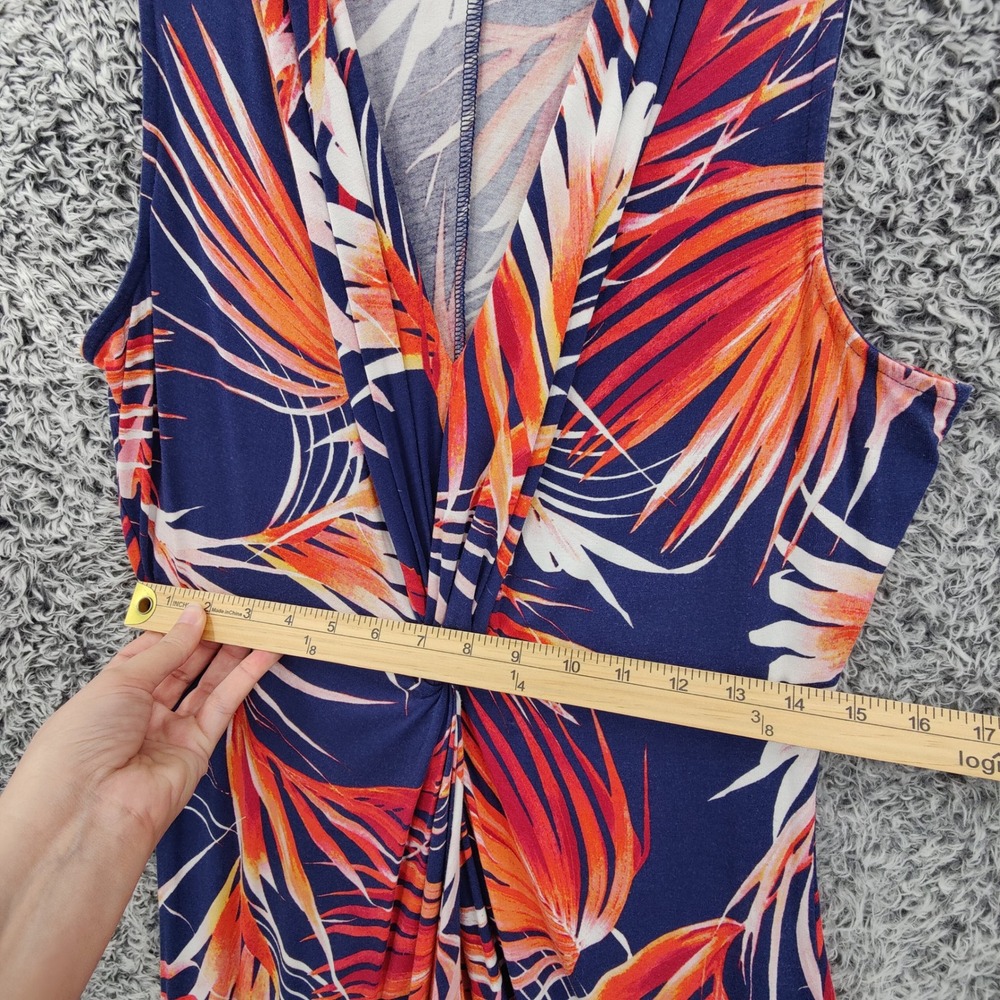 Tommy Bahama Womens Coastal Resort Tropical Maxi Dress L Blue Orange Palm Leaf - Picture 2 of 13